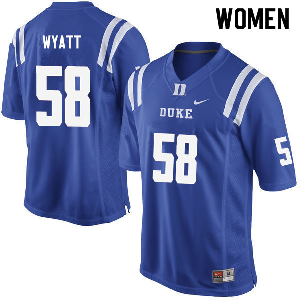 Women #58 Ben Wyatt Duke Blue Devils College Football Jerseys Sale-Blue - Click Image to Close